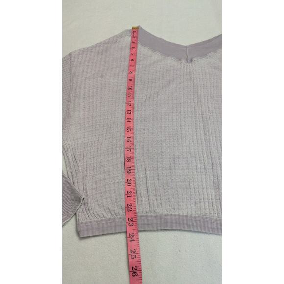 Free People We The Free Size Small Southside Thermal Top Oversize V-Neck Waffle - Picture 12 of 13